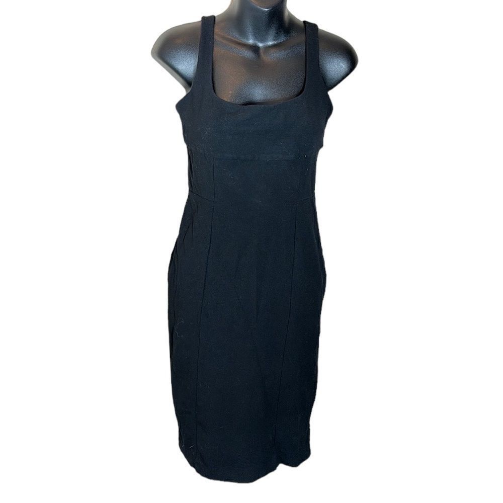 Diane von furstenberg black sleeveless jersey knit dress 6 classic timeless